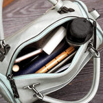 Obangbag Women Retro Vintage Rivet Oil Wax Leather Large Capacity Handbag
