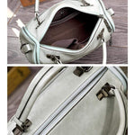 Obangbag Women Retro Vintage Rivet Oil Wax Leather Large Capacity Handbag
