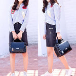 Obangbag Women Retro Vintage Rivet Oil Wax Leather Large Capacity Handbag