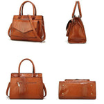 Obangbag Women Vintage Large Capacity Multi Pockets Snake Skin Pattern Leather Boston Bag Handbag Crossbody Bag