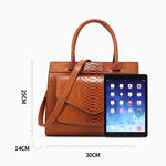 Obangbag Women Vintage Large Capacity Multi Pockets Snake Skin Pattern Leather Boston Bag Handbag Crossbody Bag