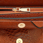 Obangbag Women Vintage Large Capacity Multi Pockets Snake Skin Pattern Leather Boston Bag Handbag Crossbody Bag