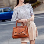 Obangbag Women Vintage Large Capacity Multi Pockets Snake Skin Pattern Leather Boston Bag Handbag Crossbody Bag