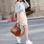Obangbag Women Vintage Large Capacity Multi Pockets Snake Skin Pattern Leather Boston Bag Handbag Crossbody Bag
