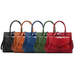Obangbag Women Vintage Large Capacity Multi Pockets Snake Skin Pattern Leather Boston Bag Handbag Crossbody Bag