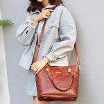 Obangbag Women Vintage Large Capacity Multifunction Professional Leather Bag Set Handbag Crossbody Bag Purse Card Holder