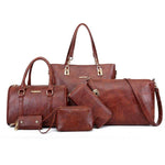 Obangbag Women Vintage Large Capacity Multifunction Professional Leather Bag Set Handbag Crossbody Bag Purse Card Holder