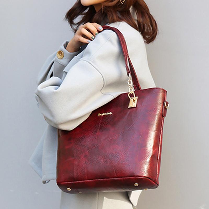 Obangbag Women Vintage Large Capacity Multifunction Professional Leather Bag Set Handbag Crossbody Bag Purse Card Holder