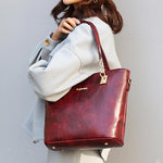 Obangbag Women Vintage Large Capacity Multifunction Professional Leather Bag Set Handbag Crossbody Bag Purse Card Holder