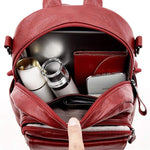 Obangbag Women Vintage Multifunction Roomy PU Leather Backpack Shoulder Bag Bookbag