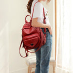 Obangbag Women Vintage Multifunction Roomy PU Leather Backpack Shoulder Bag Bookbag