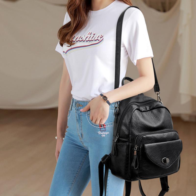Obangbag Women Vintage Multifunction Roomy PU Leather Backpack Shoulder Bag Bookbag