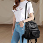Obangbag Women Vintage Multifunction Roomy PU Leather Backpack Shoulder Bag Bookbag