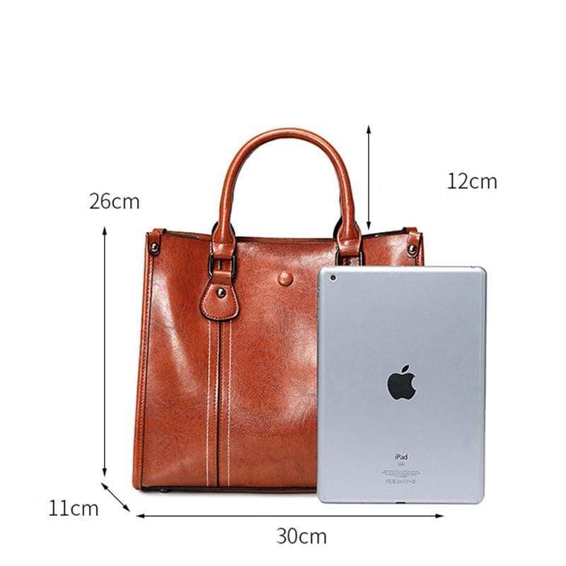Obangbag Women Vintage Retro Chic Large Capacity Multifunction Oil Wax Leather Tote Bag Crossbody Bag for Work