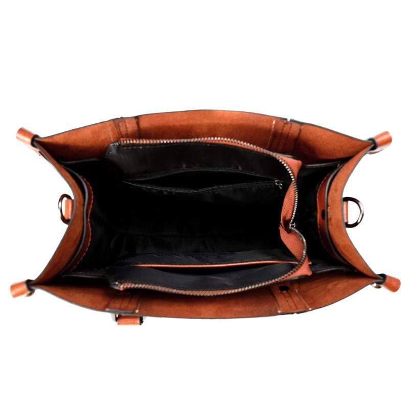 Obangbag Women Vintage Retro Chic Large Capacity Multifunction Oil Wax Leather Tote Bag Crossbody Bag for Work