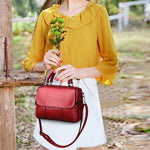Women Vintage Leather Tote Handbag Large Capacity Work Shoulder Bag